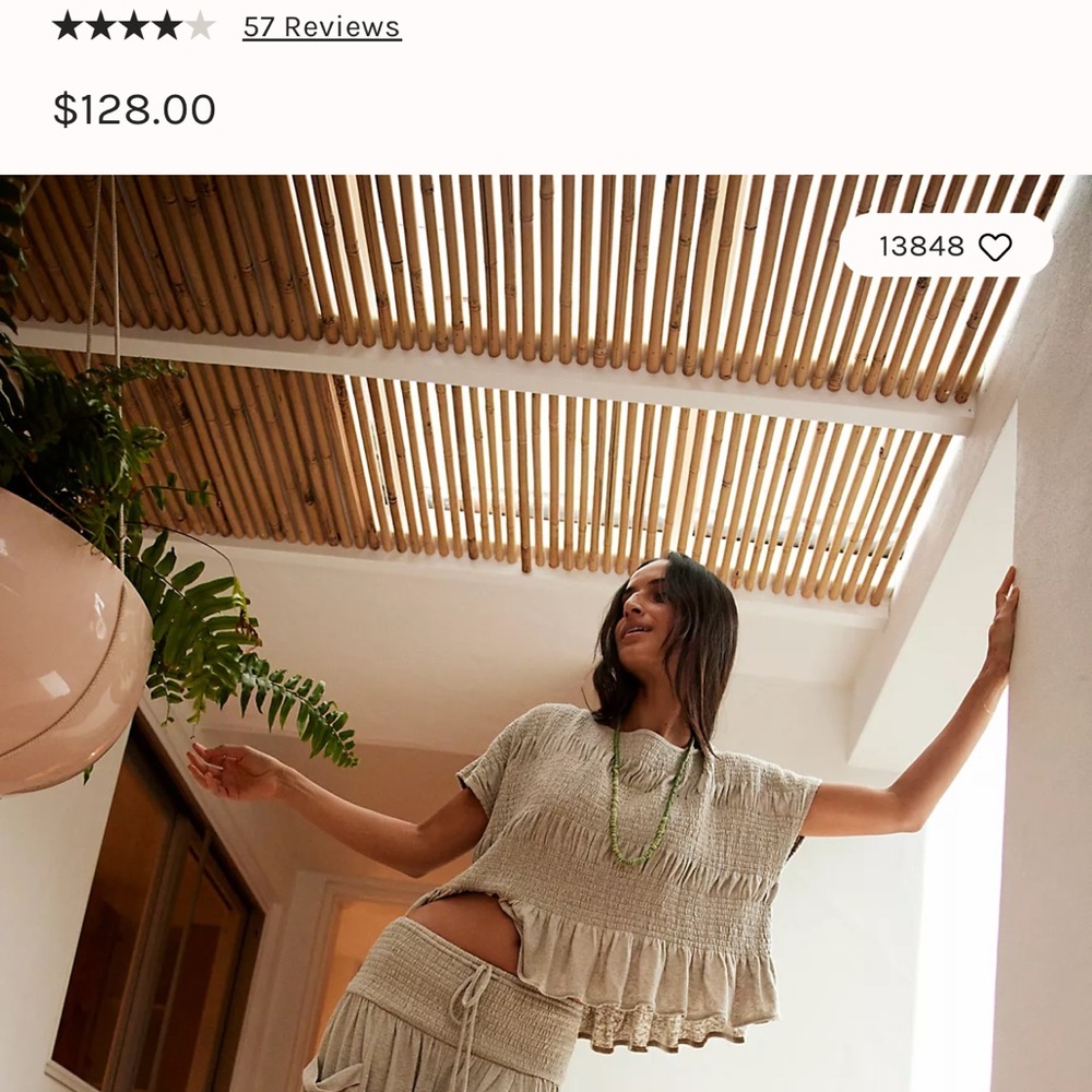Free People Riley set  Peplum Top and pants  Set size medium